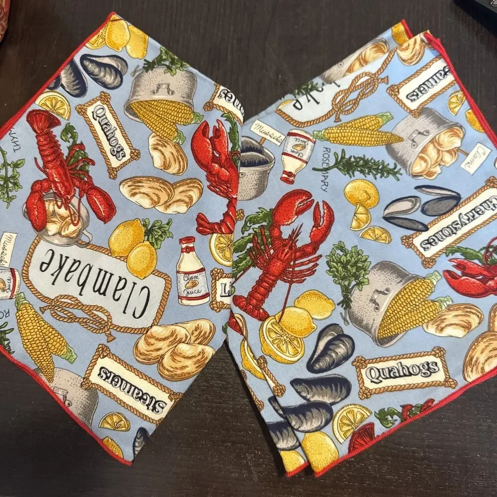 Kay Dee Designs Set Of 4 Napkins - 100% Cotton- Seafood Boil Theme NWT - Picture 4 of 5